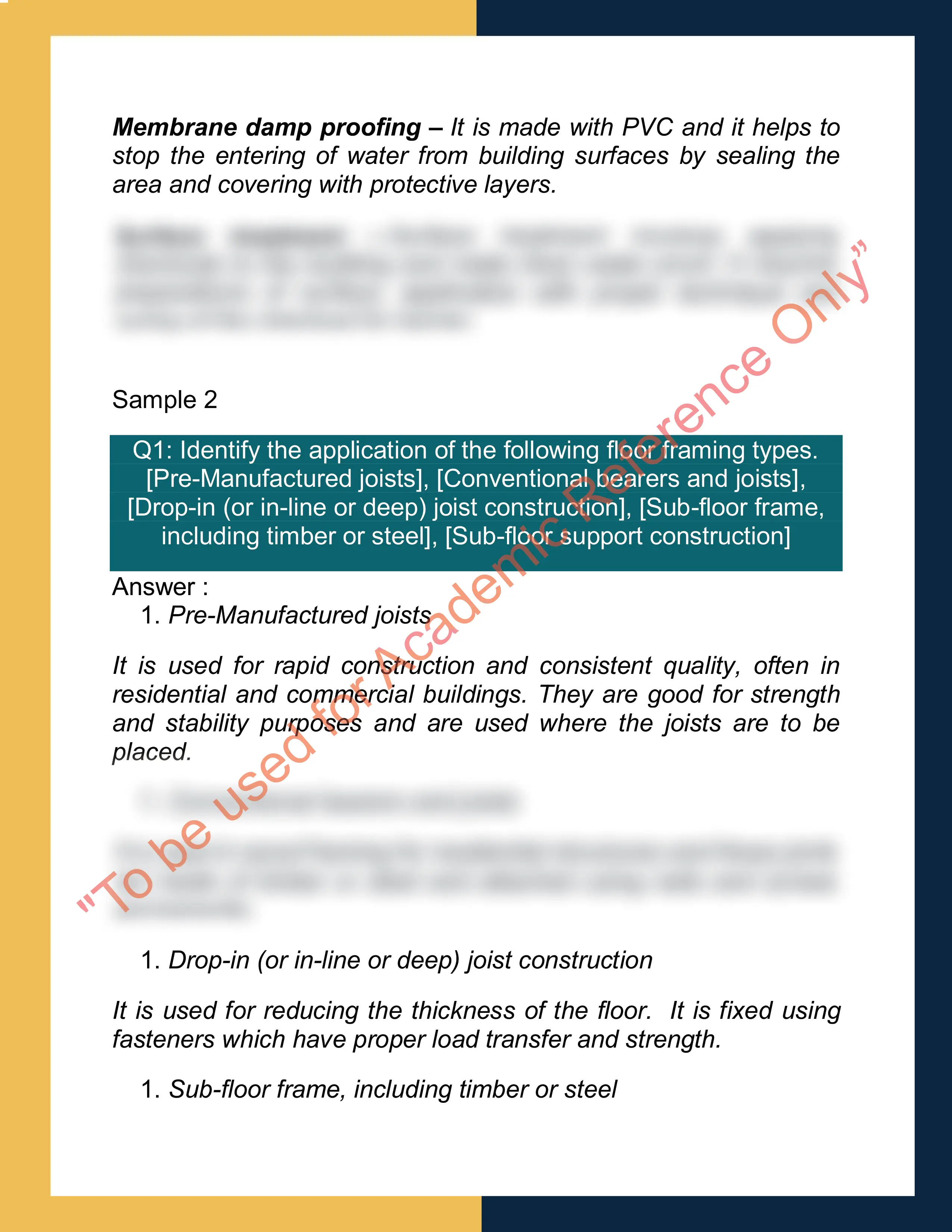 Sample Solution for CPCCCA3003 - Install flooring systems 1